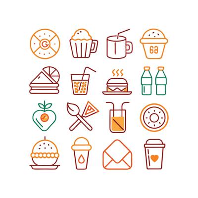 Food and Drink Icon Set Collection for Documents, Websites and Mobile Applications