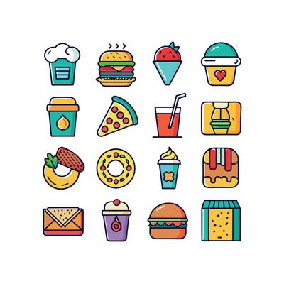 Food and Drink Icon Set Collection for Documents, Websites and Mobile Applications