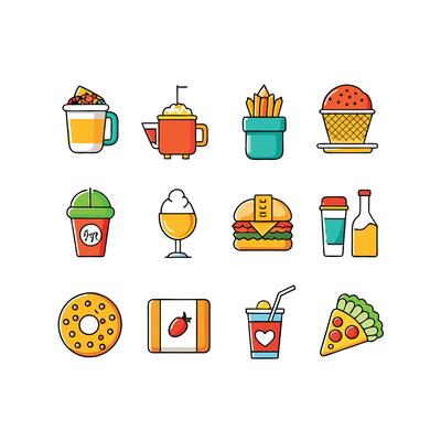 Food and Drink Icon Set Collection for Documents, Websites and Mobile Applications