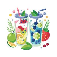 Realistic Fruits Illustration Concepts vector