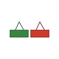 Two-way signboard icon. Two-way signboard. illustration of two red and green signboards. Illustration element design for instructions, name signs, services, shops etc vector