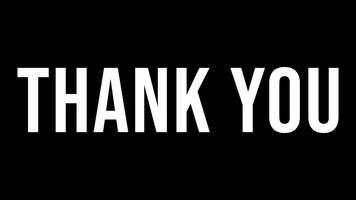 An animation of the words Thank You with a cheerful theme is suitable for interactive videos