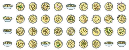 Cream soup icons set color line vector