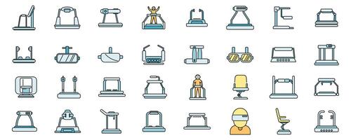 Vr platform icons set color line vector