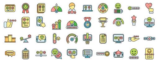Satisfaction level icons set color line vector