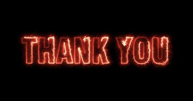 THANK YOU - Seamless looping text animation with fiery text and black background. video