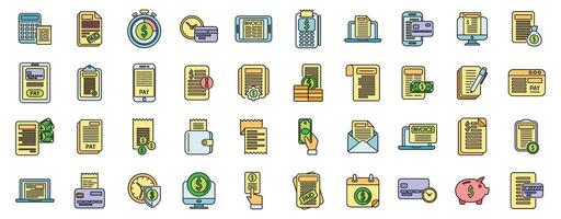 Payment terms icons set color line vector