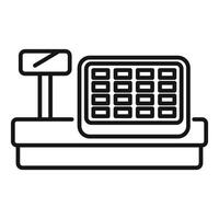 Electronic cash register standing on a counter in a store vector