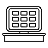Waffle iron with closed lid standing on a stand is making waffles for breakfast vector