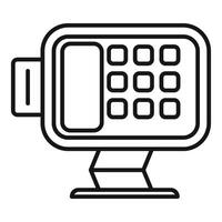 Line drawing of a credit card machine accepting a payment vector
