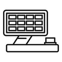 Cashier entering code on cash register touchscreen displaying total price vector