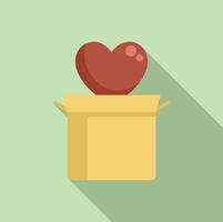 Big red heart floating out of open cardboard box vector