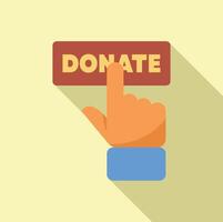 Person clicking donate button making online donation vector