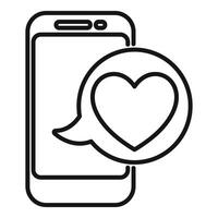 Smartphone showing heart symbol inside speech bubble for online dating app vector