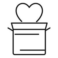 Open gift box with heart appearing from inside line icon vector