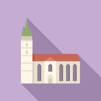 Old church building with bell tower casting long shadow vector