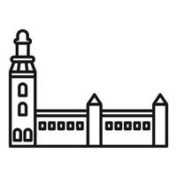 Medieval castle building with high tower line icon vector