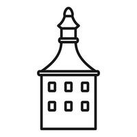 Tall building with dome roof and square windows line art drawing vector