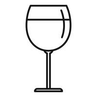 Wineglass with wine standing on thin stem line icon vector
