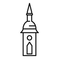 Simple black and white line art drawing of a clock tower vector