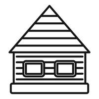 Wooden bungalow featuring two square windows and triangular roof vector