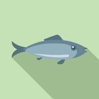 Small fish swimming with open mouth icon long shadow style vector