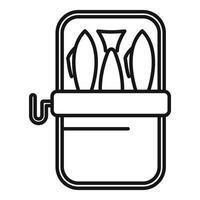 Open tin can full of sardines with key for opening vector