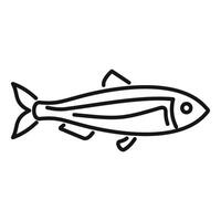 Simple black and white sardine fish swimming icon vector