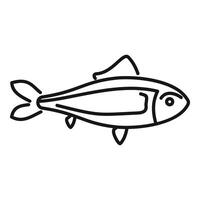 Simple black and white line drawing of a fish swimming vector
