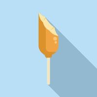 Half eaten corn dog on a stick with bite marks vector