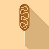 Chocolate covered frozen banana with long shadow on beige background vector