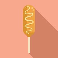 Corn dog with mustard drizzle on a stick illustration vector