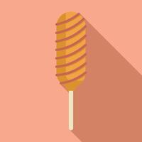 Korean style corn dog with mustard and ketchup drizzle on pink background vector
