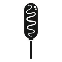 Corn dog with mustard being dipped in batter icon vector