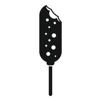 Bitten chocolate covered ice cream bar on a stick icon vector