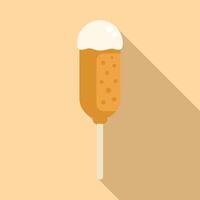 Corn dog with mustard being dipped in batter on a stick vector