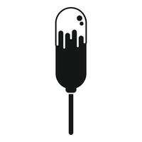 Black glyph icon of a melting ice cream on a stick with glaze dripping down vector