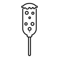 Simple line drawing of a corn dog on a stick with mustard drizzled on top vector