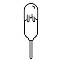 Chocolate covered ice cream bar dripping on stick line icon vector
