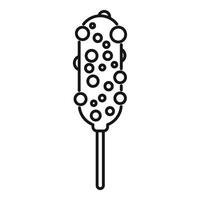Corn dog on a stick with mustard and ketchup being held up vector