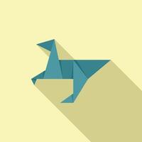 Origami dinosaur casting long shadow on yellow background vector