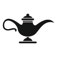 Genie lamp standing on a round pedestal with a long spout vector