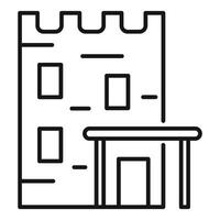 Modern building with canopy entrance line icon for architecture design vector