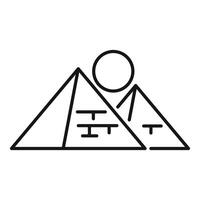 Line art drawing of pyramids in the desert under the sun vector