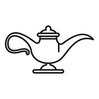 Magic lamp standing on white background wishing for something vector