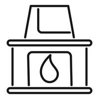 Fireplace burning with one log line icon illustration vector