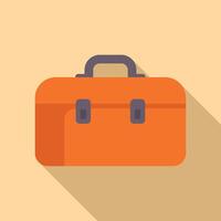 Orange toolbox sitting on a shelf in a workshop vector