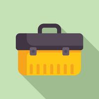 Yellow toolbox standing on green background with long shadow vector