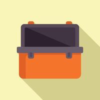 Open orange toolbox holding tools for repairing and building vector