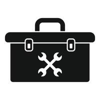 Black toolbox icon representing repairing and maintaining vector